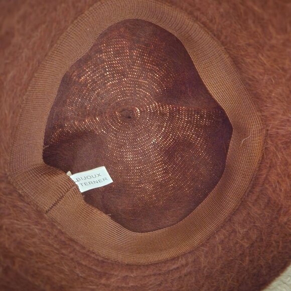 Vintage Bijoux Terner Angora/Nylon Blend Fuzzy Brown Bucket Hat Y2K - Picture 6 of 9